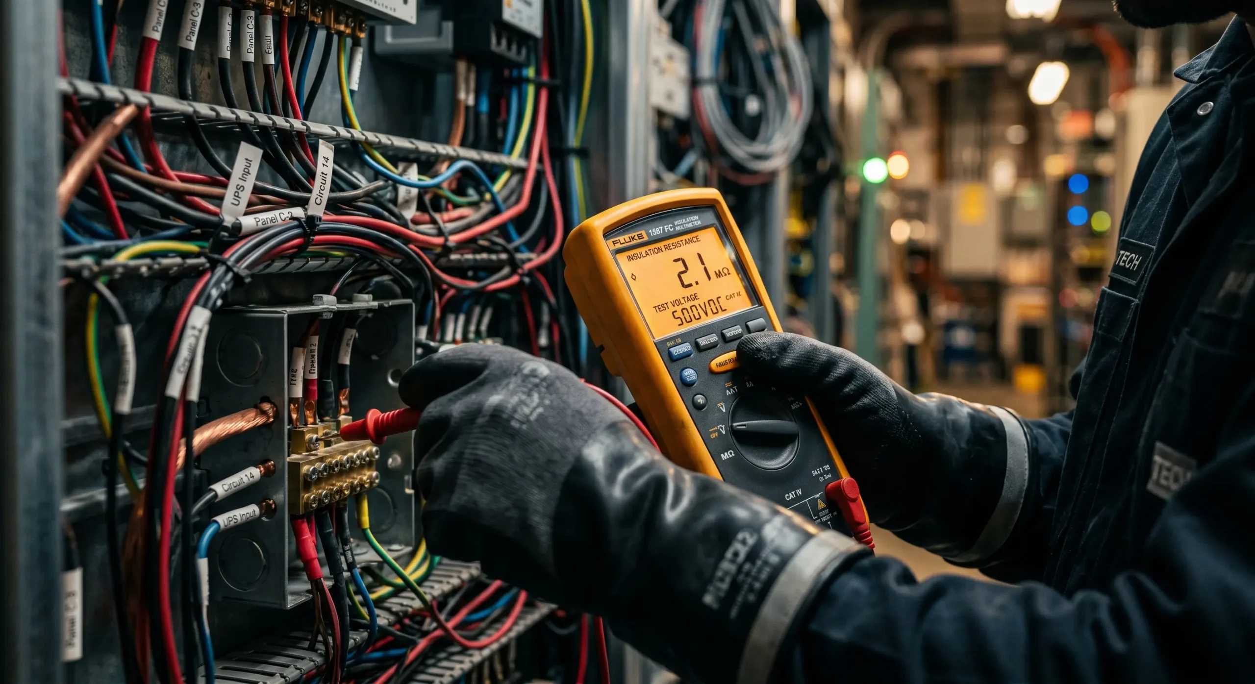 Advanced electrical measurement and analysis performing insulation resistance and grounding system testing for preventing electrical leakage risks and overloading.
