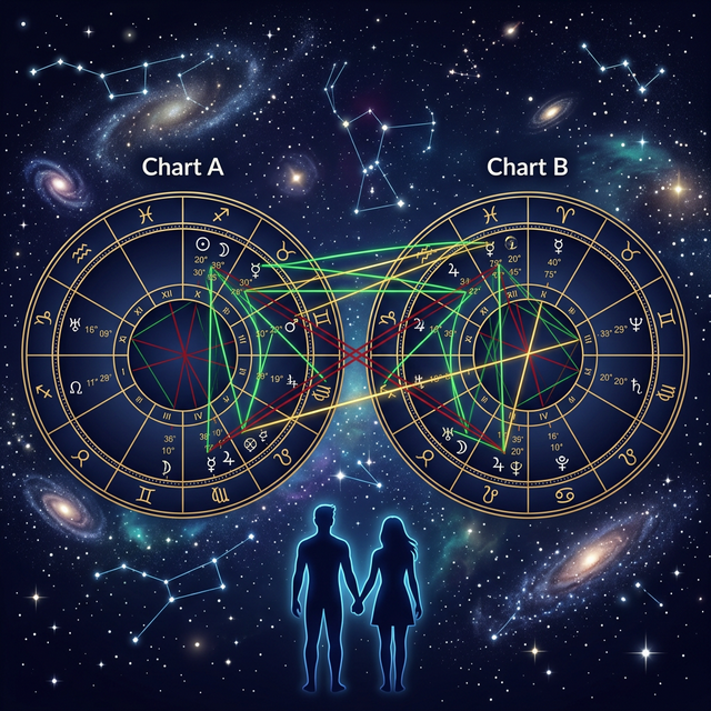 Infographic: Bói Tình Yêu Qua Synastry – Đọc Bản Đồ Sao Đôi Như Chuyên Gia
