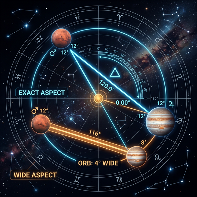 Infographic: Orb Trong Chiêm Tinh – Sai Số Góc Chiếu Và Cách Đọc Aspect Chính Xác