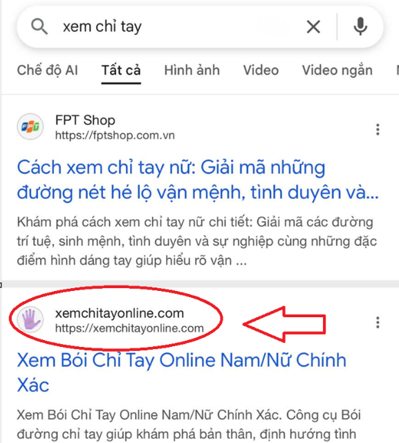 Minh họa kết quả Google