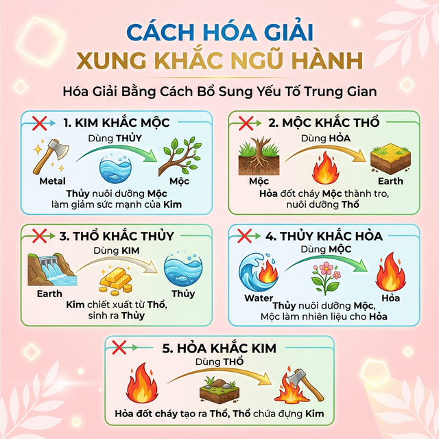 Cách hóa giải xung khắc ngũ hành trong phong thủy