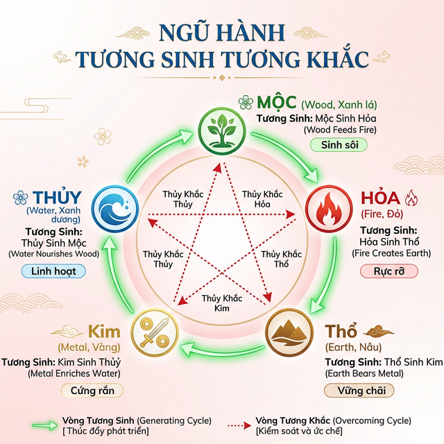 Ngũ Hành tương sinh tương khắc Kim Mộc Thủy Hỏa Thổ
