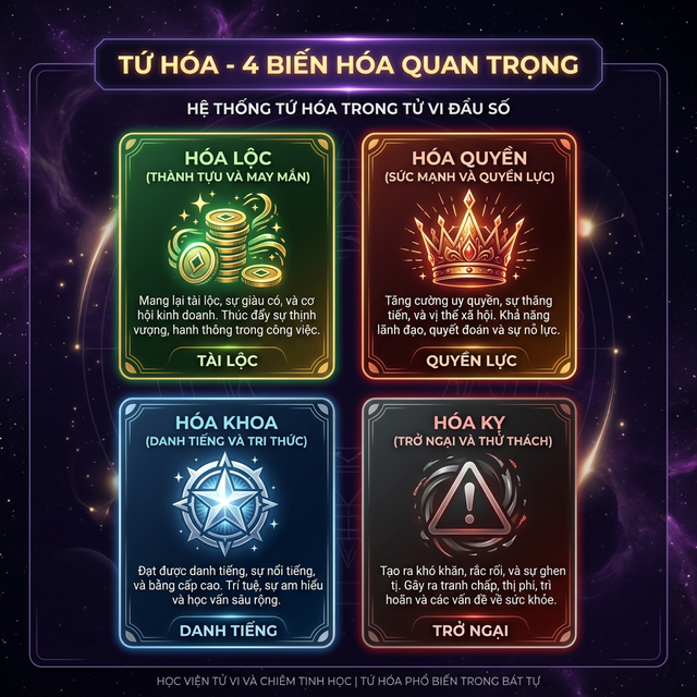Tứ Hóa Tử Vi Đẩu Số - Hóa Lộc, Hóa Quyền, Hóa Khoa, Hóa Kỵ