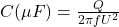 C (\mu F) = \frac{Q}{2\pi f U^2}