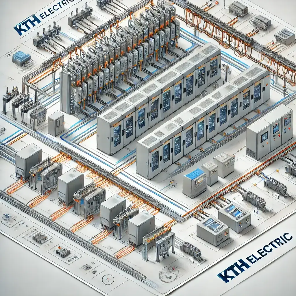 Hệ thống Busway công nghiệp hiện đại từ KTH ELECTRIC, tích hợp thanh dẫn điện, tủ điều khiển và kết nối tự động hóa, phù hợp cho nhà máy và tòa nhà cao tầng.