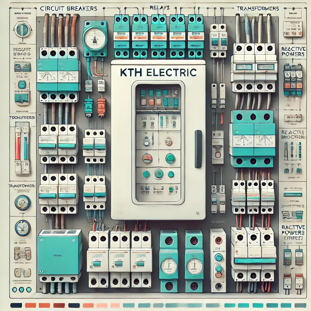 Annotated diagram of switchgear components.