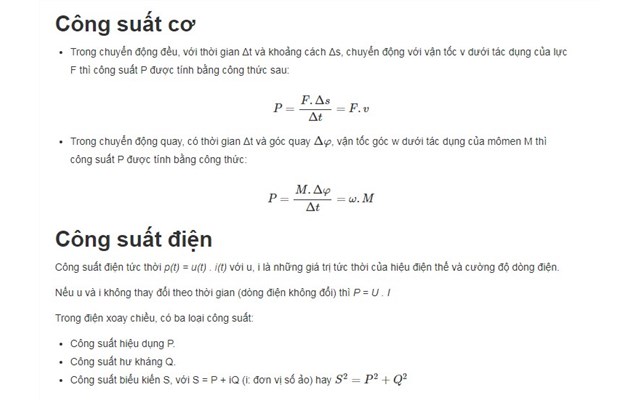 Công Suất Là Gì
