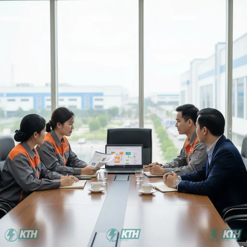 Đội ngũ KTH ELECTRIC tư vấn giải pháp bảo trì điện cho quản lý nhà máy tại KCN Long An