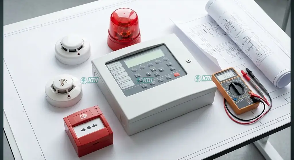 Các thành phần chính của hệ thống báo cháy tự động gồm tủ trung tâm, đầu báo khói, đầu báo nhiệt và nút ấn theo TCVN 5738.