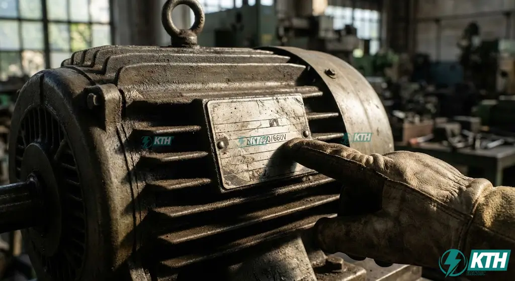 Hướng dẫn cách đọc thông số điện áp trên nhãn mác (nameplate) động cơ điện 3 pha để xác định đúng kiểu đấu dây sao hoặc tam giác, tránh cháy động cơ.