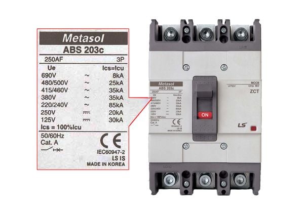 Cách đọc thông số trên một Aptomat dạng khối MCCB của LS