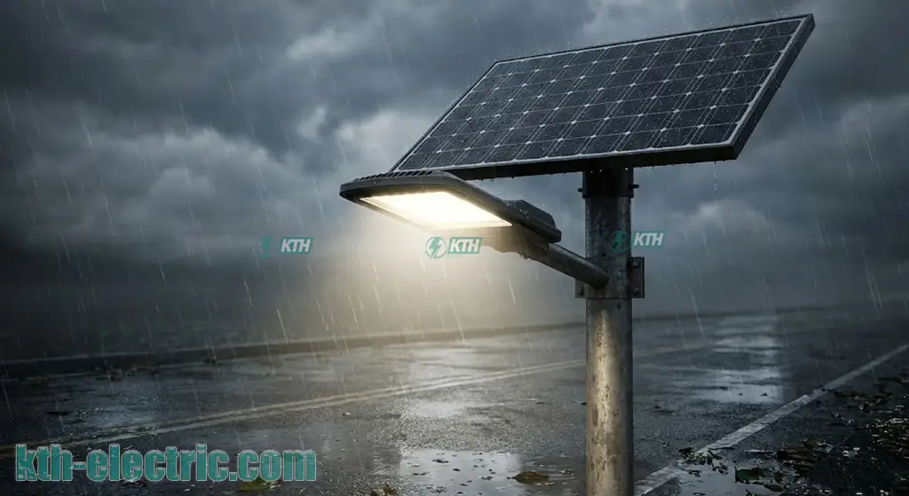 Phân Biệt Pin Mono và Poly: Nên Chọn Loại Nào Tốt Nhất 2025? 3 Đèn năng lượng mặt trời tấm pin Mono hoạt động tốt trong thời tiết mưa gió và thiếu nắng.