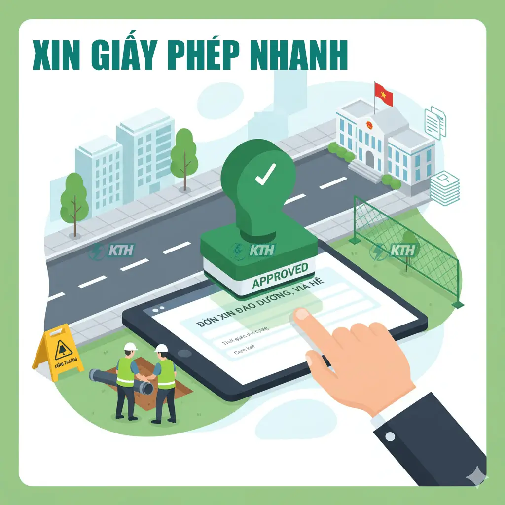 Hướng dẫn Mẫu đơn xin đào đường, vỉa hè để lắp đặt (sửa chữa)