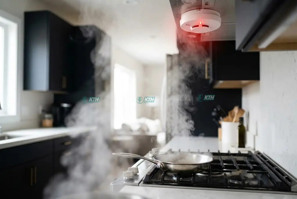 Tại Sao Đầu Báo Cháy Hay Báo Giả? 7 Cách Khắc Phục (2025) 4 Lỗi lắp đặt đầu báo cháy quá gần bếp ăn khiến khói thức ăn gây báo giả.