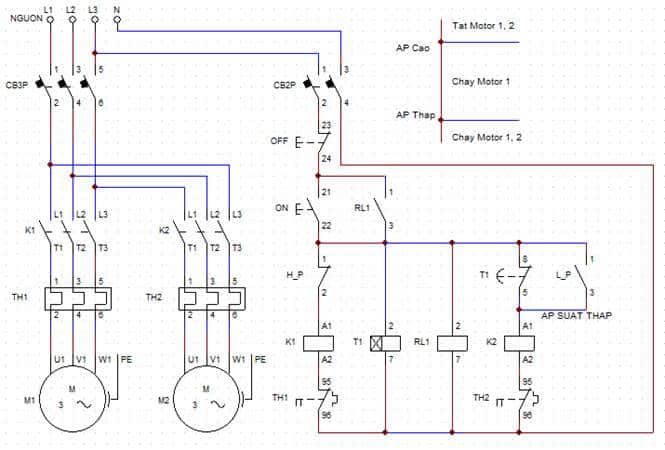 Mạch động cơ 2 cấp tốc độ (Sao - Tam giác kép)