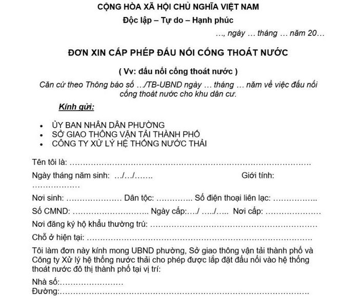 Checklist Hồ Sơ Xin Giấy Phép Đấu Nối Nước Thải 2026 (Kèm Mẫu Đơn & Hướng Dẫn) 1 Bộ hồ sơ xin phép đấu nối nước thải chuẩn