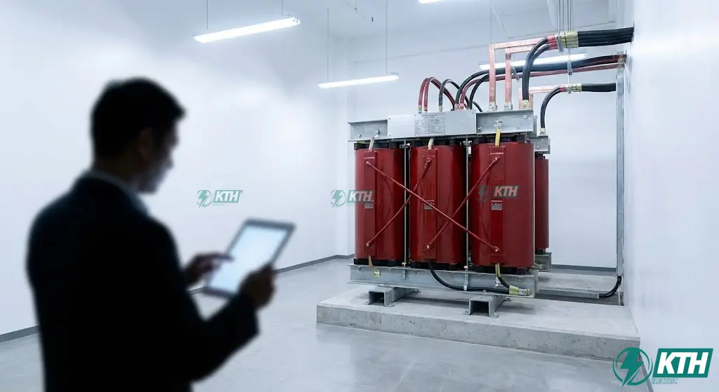 Máy biến áp khô (Cast Resin) lắp đặt trong phòng điện tòa nhà, giải pháp an toàn chống cháy nổ thay thế máy biến áp dầu.
