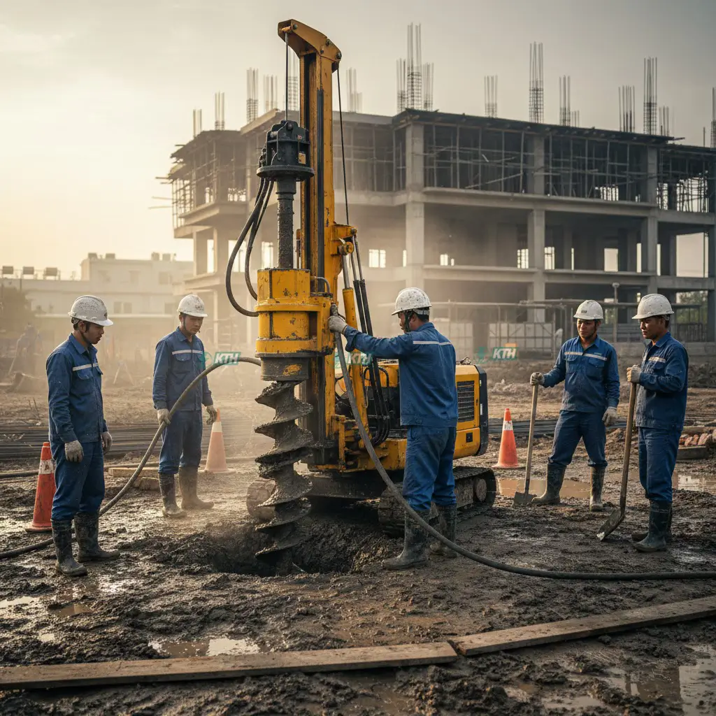 Khoan Giếng Tiếp Địa: Quy Trình 5 Bước & Định Mức Chuẩn TCVN 2025 1 Máy khoan địa chất thi công khoan giếng tiếp địa chống sét