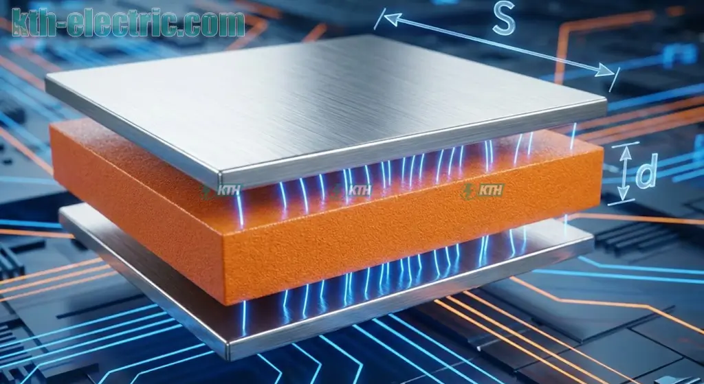 Sơ đồ mô phỏng cấu tạo tụ điện phẳng