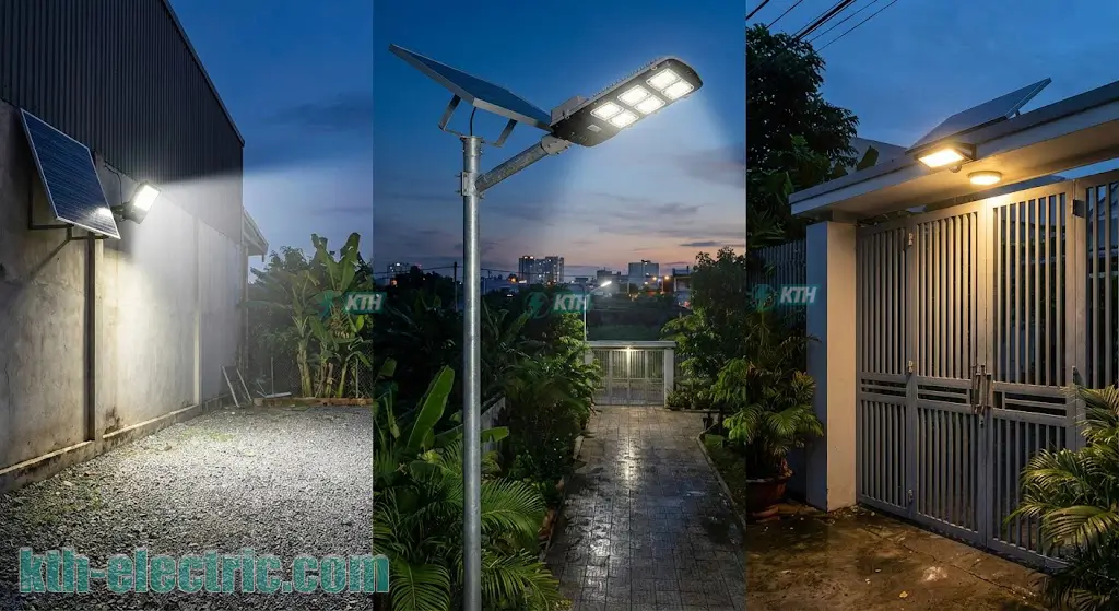 Đèn Năng Lượng Mặt Trời Chính Hãng 2025: Bảng Giá & Kinh Nghiệm Mua 2 So sánh các loại đèn năng lượng mặt trời: Đèn pha, đèn đường và đèn liền thể