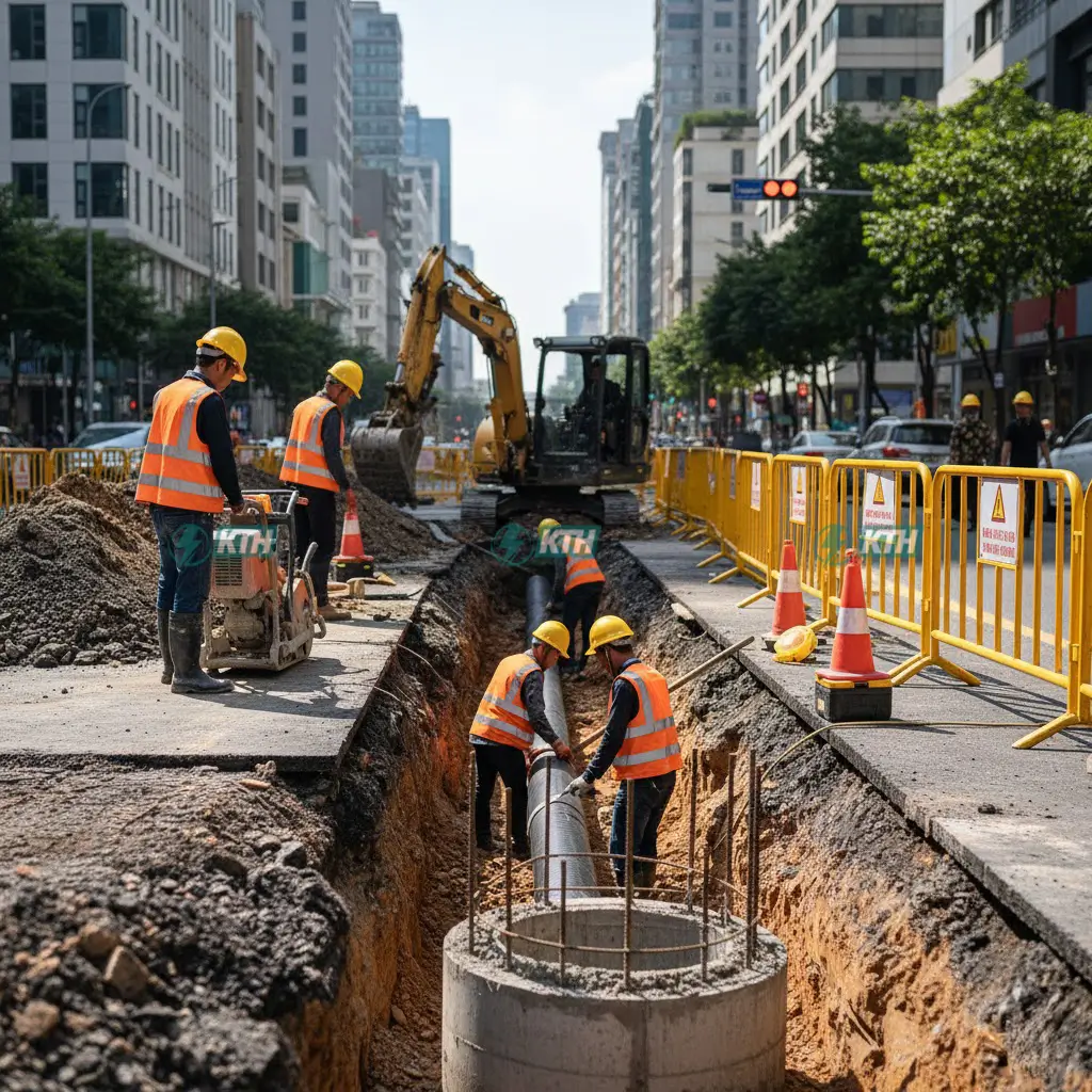 Dịch Vụ Đấu Nối Thoát Nước Trọn Gói: Xin Phép & Thi Công 2025 7 Thi công đào và lắp đặt đường ống