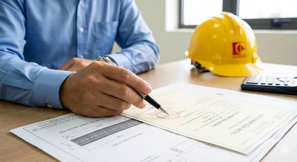 Hồ sơ xin giấy phép thi công đào đường vỉa hè và bản vẽ biện pháp thi công chuẩn.