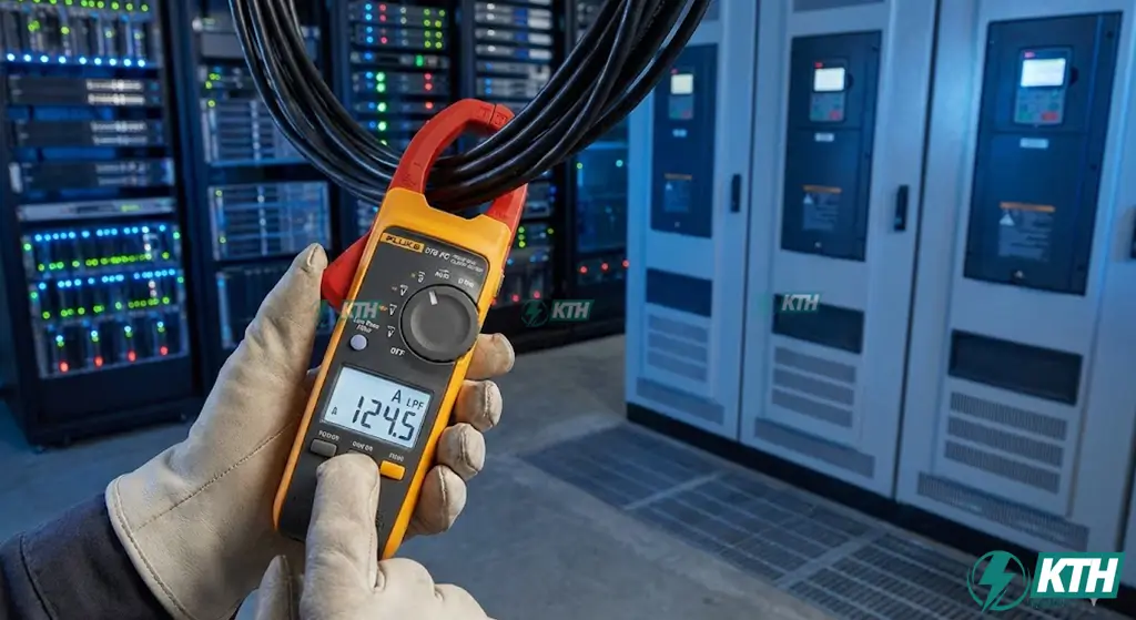 Sử dụng ampe kìm có chức năng lọc sóng hài (Low Pass Filter) để đo dòng rò chính xác trong môi trường nhiễu.