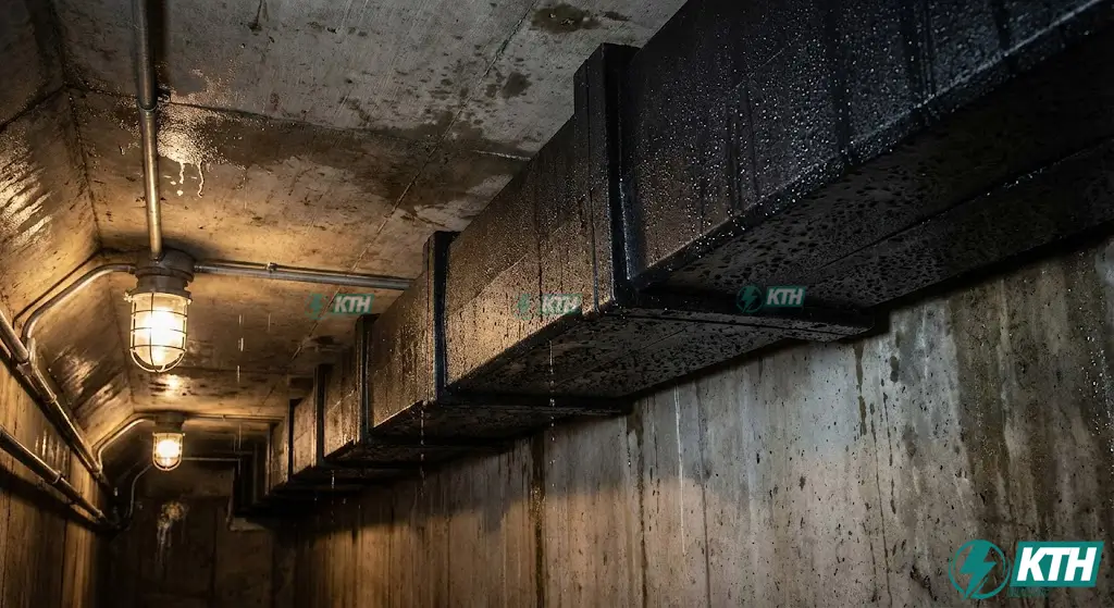 Thanh dẫn Busway vỏ đúc Cast Resin chuẩn IP68 lắp đặt trong hầm ngầm ẩm ướt, chịu được môi trường ngập nước và hóa chất.