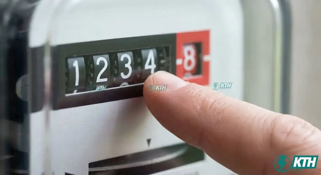 Cách đọc chỉ số công tơ điện cơ 1 pha: đọc số màu đen bỏ qua số màu đỏ hàng đơn vị.