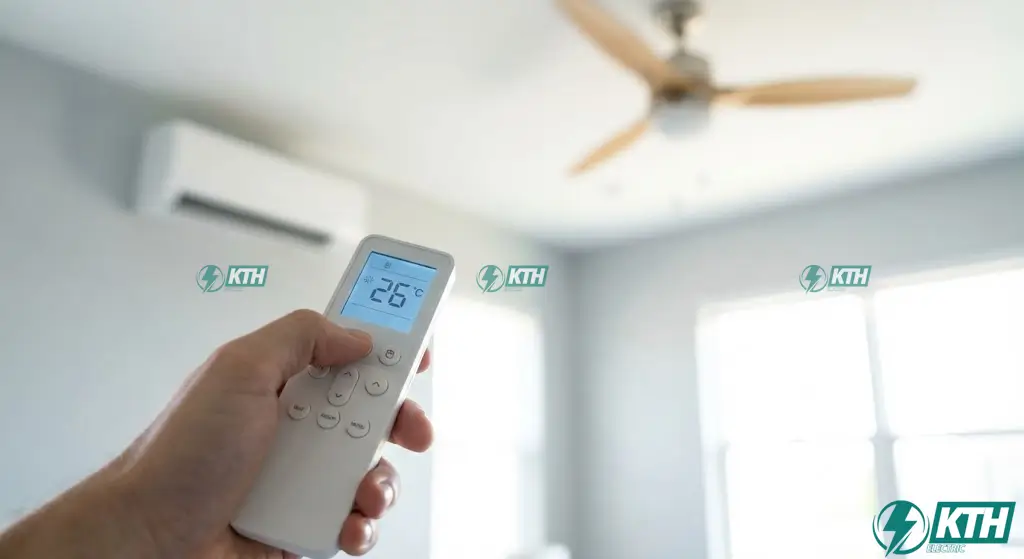 Quá Tải Điện Mùa Nắng Nóng: Dấu Hiệu & Cách Phòng Tránh (2025) 4 Cài đặt nhiệt độ điều hòa ở mức 26 độ C kết hợp quạt gió để tiết kiệm điện và phòng tránh quá tải cho máy nén.
