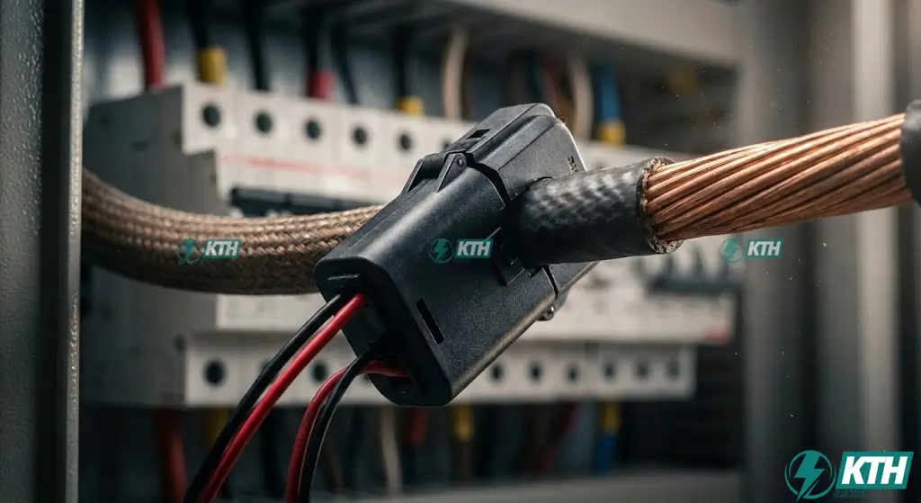 Load Balancing Sạc Xe Điện: Bí Quyết Sạc Nhanh & Tiết Kiệm 2025 4 Cảm biến dòng điện CT Clamp đo tải tiêu thụ cho hệ thống load balancing sạc xe điện.