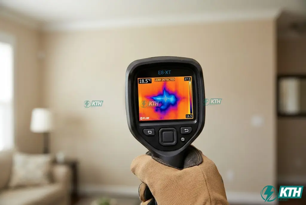 Công nghệ camera nhiệt hồng ngoại phát hiện vùng nước loang trong tường