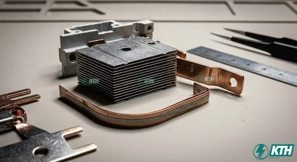 Thiết Bị Đóng Cắt (Switchgear): Cẩm Nang & Báo Giá Mới Nhất 2025 2 Cấu tạo chi tiết bên trong thiết bị đóng cắt MCB bao gồm buồng dập hồ quang và cơ cấu bảo vệ quá tải nhiệt.