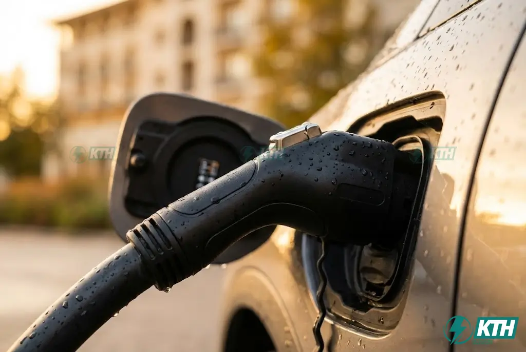 Giải Pháp Trạm Sạc Khách Sạn: Bí Quyết Hút Khách VIP & Tăng Doanh Thu 2025 2 Đầu sạc chuẩn Type 2 AC cho xe điện VinFast và các dòng xe Châu Âu tại khách sạn.