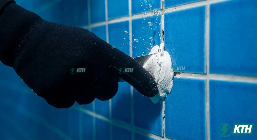 Xử Lý Rò Rỉ Nước Hồ Bơi: Dò Tìm Không Đục Phá - BH 2 Năm 3 Thi công trét keo vá hồ bơi chuyên dụng ngay dưới nước để xử lý vết nứt mà không cần xả cạn nước hồ.