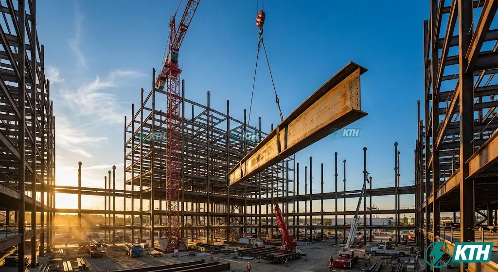 Lắp dựng kết cấu khung thép định hình H, I cho tòa nhà cao tầng và nhà xưởng công nghiệp khẩu độ lớn.