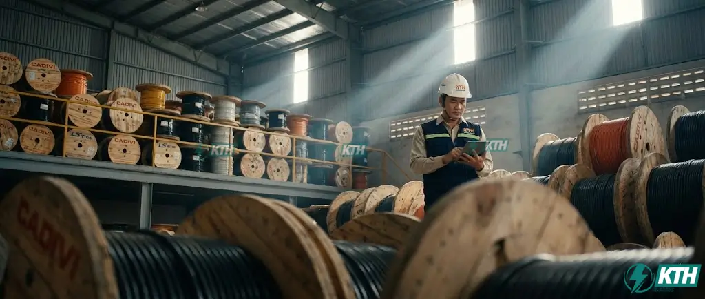 Kho hàng dây cáp điện chính hãng Cadivi, LS Vina số lượng lớn tại KTH Electric sẵn sàng cung cấp cho mọi công trình với giá tốt nhất.