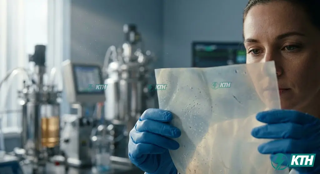 Chuyên gia kỹ thuật đang thực hiện quy trình kiểm định chất lượng bao cao su theo tiêu chuẩn TCVN 10297:2014 tại phòng thí nghiệm đạt chuẩn.