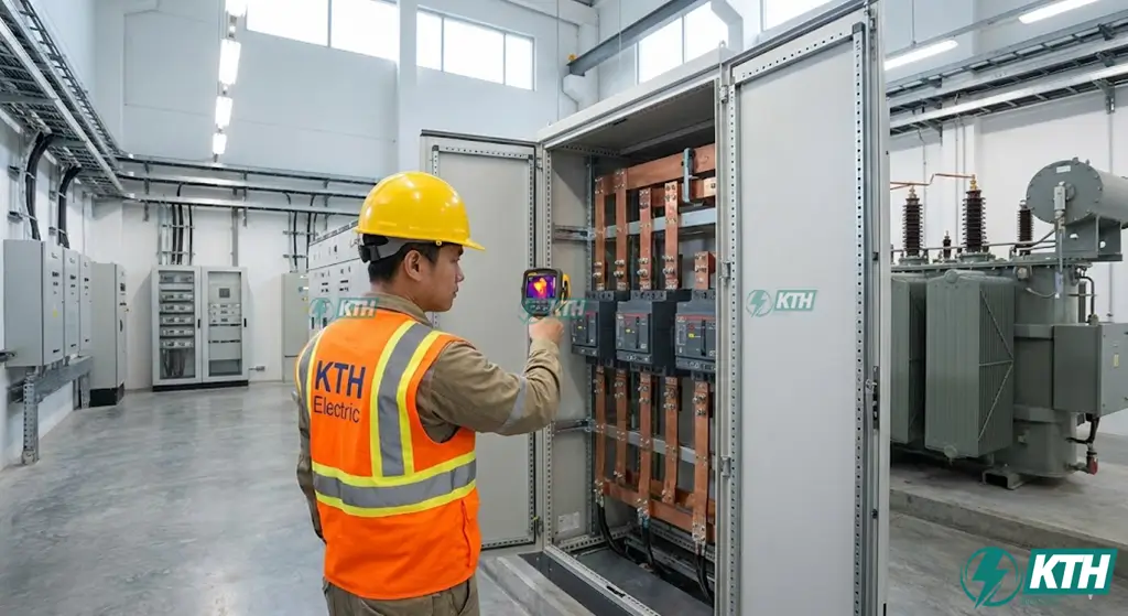 Ứng dụng camera nhiệt Fluke TiS55+ kiểm tra mối nối lỏng và quá tải trong hệ thống tủ điện công nghiệp MSB.