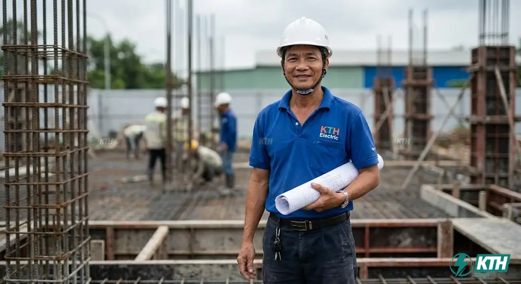 Chân dung kỹ sư xây dựng kết cấu người Việt Nam đại diện KTH Electric giàu kinh nghiệm tư vấn tại công trình hồ bơi thực tế.