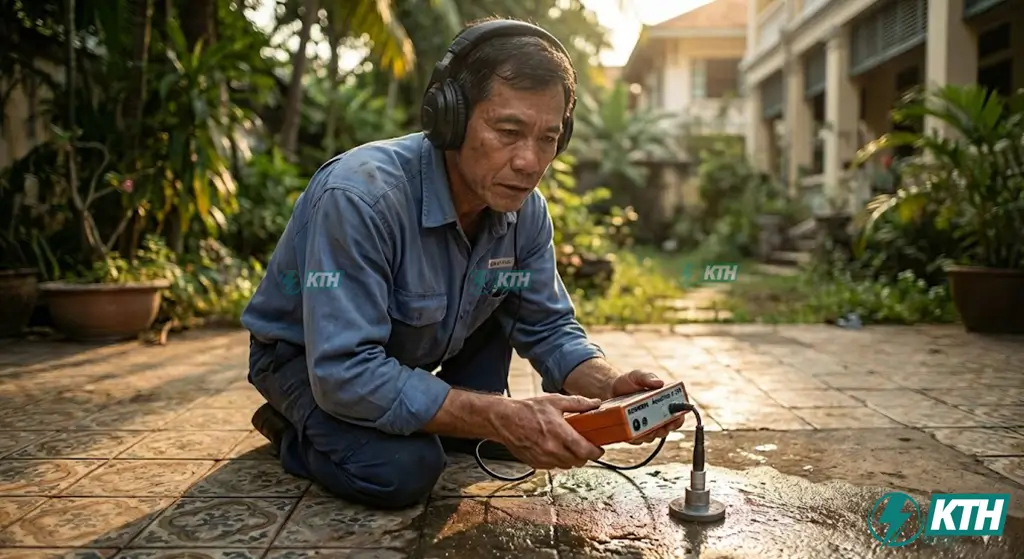 Dịch vụ dò tìm rò rỉ nước ngầm tại TPHCM bằng máy siêu âm chuyên dụng KTH Electric