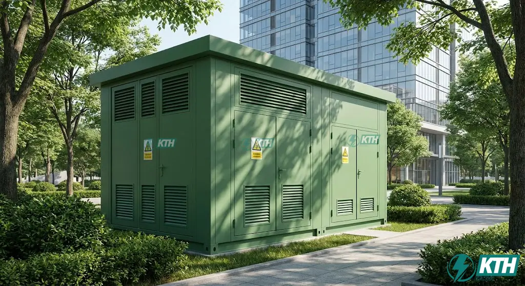 Thi Công Trạm Biến Áp Trọn Gói: Bảng Báo Giá & Quy Trình 2025 3 Mẫu trạm biến áp Kios hợp bộ vỏ thép sơn tĩnh điện lắp đặt tại khu đô thị đảm bảo mỹ quan.