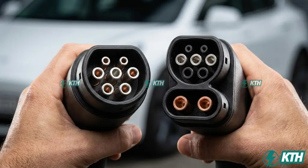 5 Loại Trạm Sạc EV Phổ Biến & Cách Chọn Để Không "Chai Pin" (2025) 5 Phân biệt đầu sạc chuẩn Type 2 cho sạc chậm AC và chuẩn CCS2 cho sạc nhanh DC phổ biến tại Việt Nam.