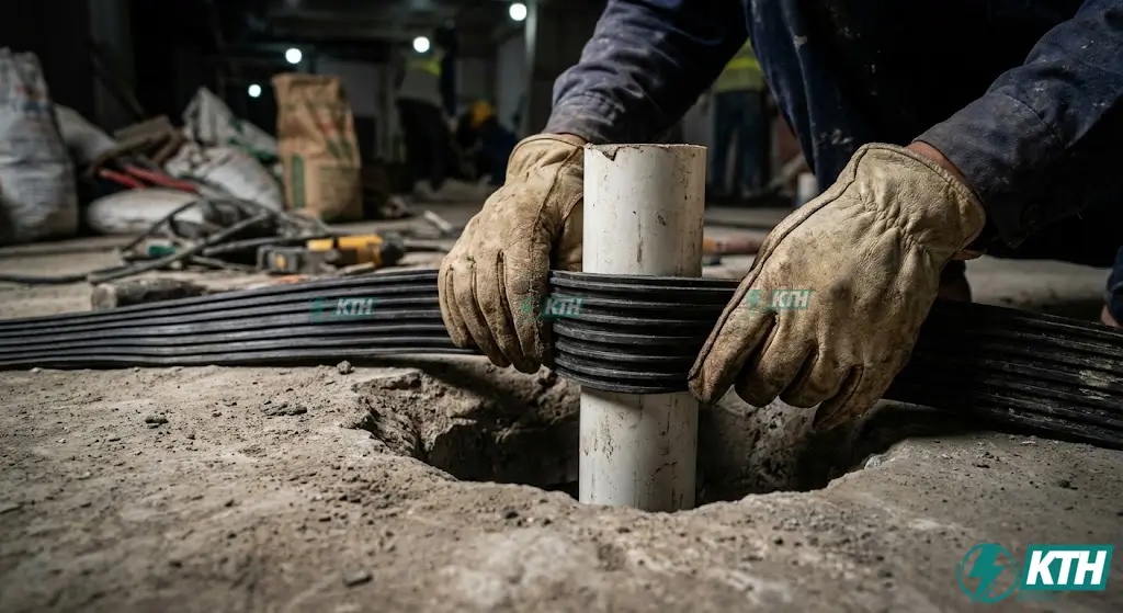 Kỹ thuật xử lý chống thấm cổ ống xuyên sàn bằng thanh trương nở cao su và vữa rót không co ngót