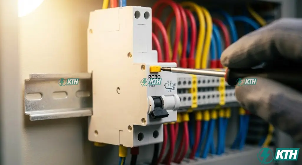 Hệ Thống Bảo Vệ Trạm Sạc EV: 3 "Lá Chắn" An Toàn Bắt Buộc (Chuẩn IEC) 2 Aptomat chống giật RCBO Type B chuyên dụng cho trạm sạc xe điện phát hiện dòng rò DC.