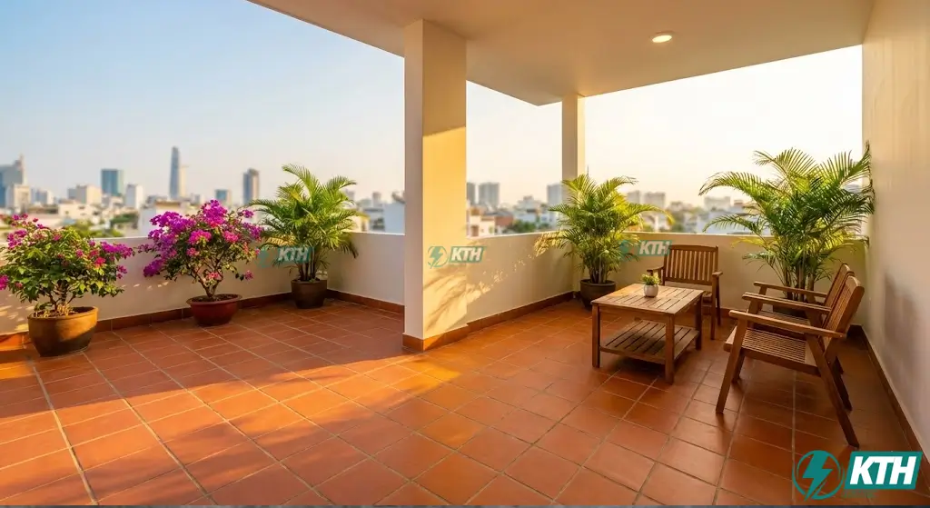 Cẩm Nang Chống Thấm 2026: 7 Giải Pháp & Báo Giá Từ Kỹ Sư 20 Năm 6 Sân thượng sau khi được chống thấm triệt để và lát gạch hoàn thiện không gian xanh mát.