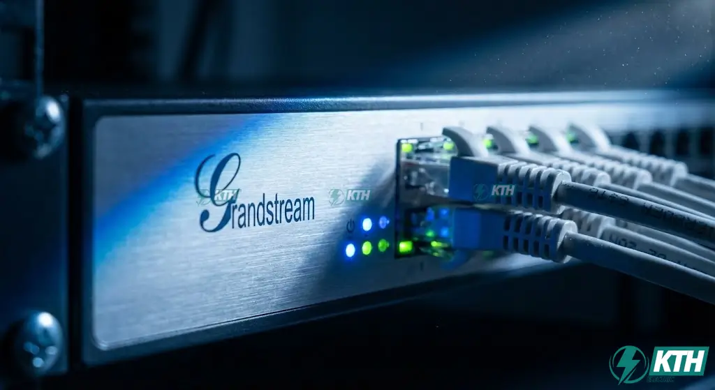 Thiết bị tổng đài cứng IP PBX Grandstream UCM6301 lắp đặt trong tủ rack server với độ ổn định cao.