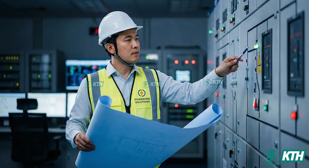 IEC 60364 Là Gì? Cẩm Nang Lắp Đặt Điện & TCVN 7447 (Update 2025) 1 Kỹ sư điện kiểm tra hệ thống tủ điện hạ thế tuân thủ tiêu chuẩn IEC 60364 và TCVN 7447 tại công trình tòa nhà.