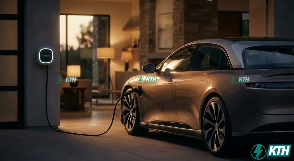 Load Balancing Sạc Xe Điện: Bí Quyết Sạc Nhanh & Tiết Kiệm 2025 1 Trạm sạc xe điện tại nhà có tính năng cân bằng tải load balancing an toàn cho biệt thự.