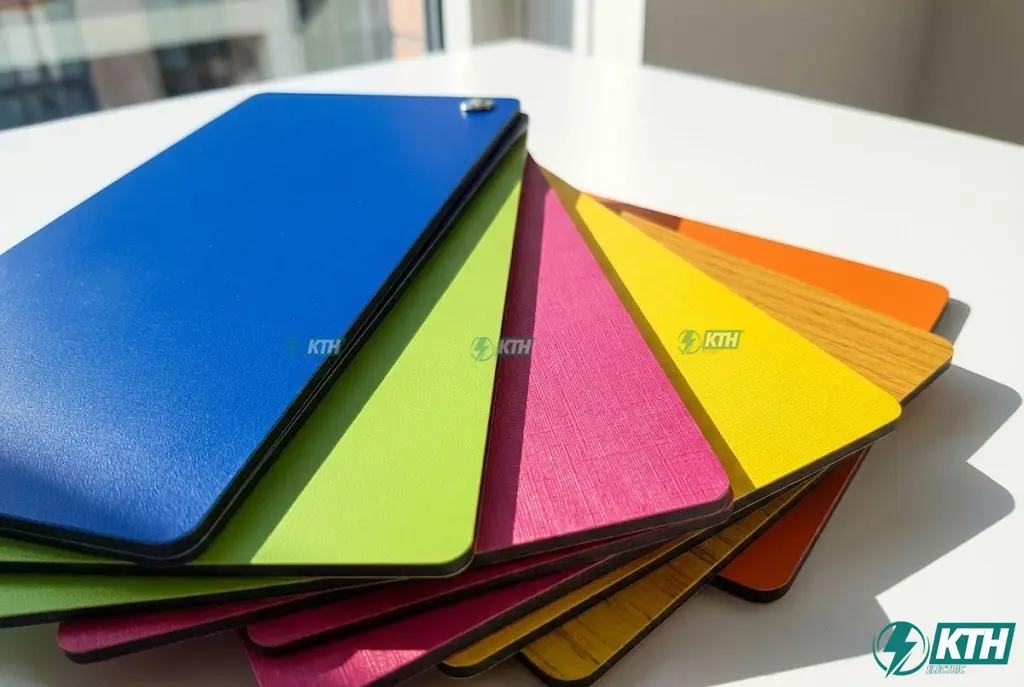 Bảng màu tấm Compact HPL đa dạng, rực rỡ phù hợp với thiết kế trường mầm non.